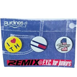Vintage Tommy‎ Hilfiger Pins 3 Pack Y2K Pinback Buttons Retro Nostalgia